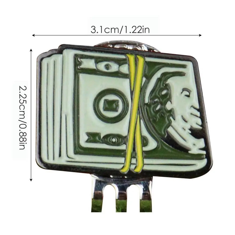 Creative Dollar Bill Golf Ball Mark Golf Hat Clip Magnetic Metal Ball Marker Holder With Caps Clip Golf accessories Golfer Gifts