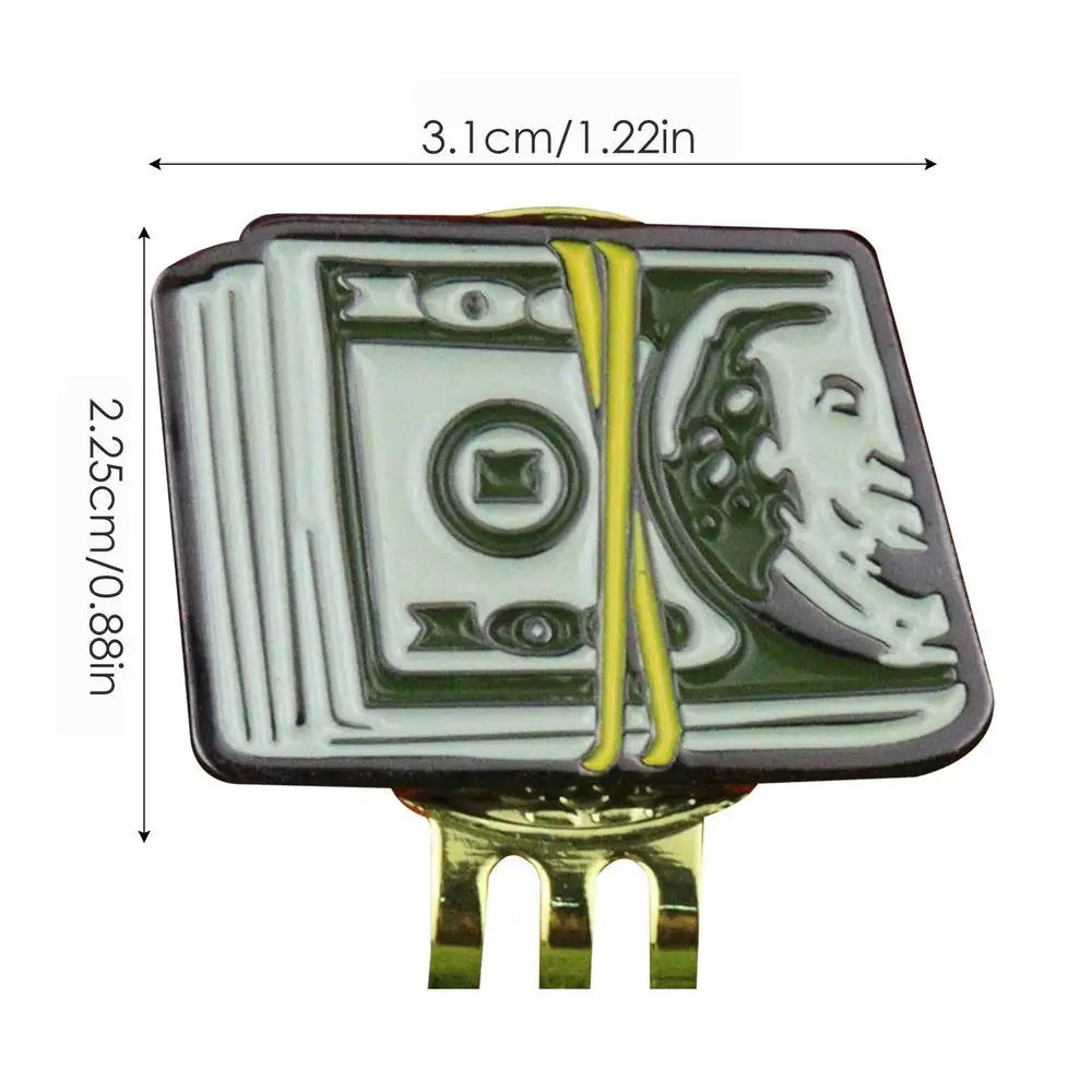 Creative Dollar Bill Golf Ball Mark Golf Hat Clip Magnetic Metal Ball Marker Holder With Caps Clip Golf accessories Golfer Gifts