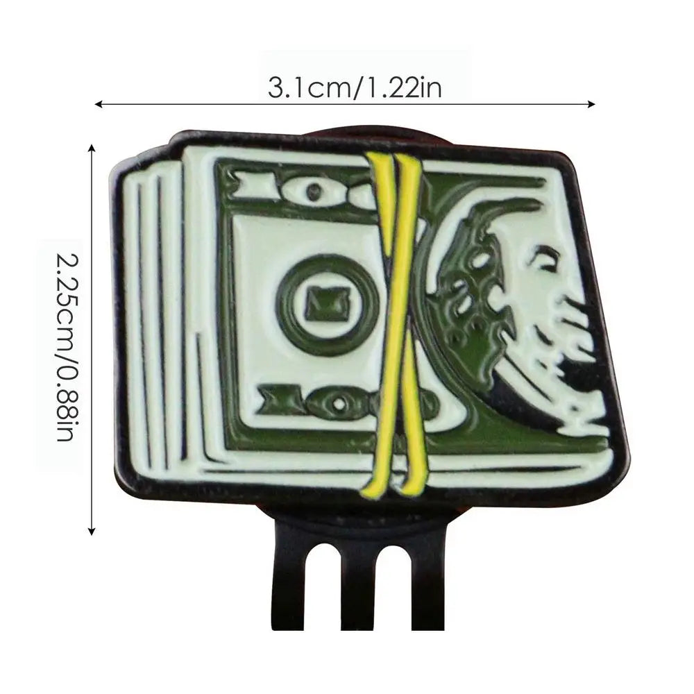 Creative Dollar Bill Golf Ball Mark Golf Hat Clip Magnetic Metal Ball Marker Holder With Caps Clip Golf accessories Golfer Gifts